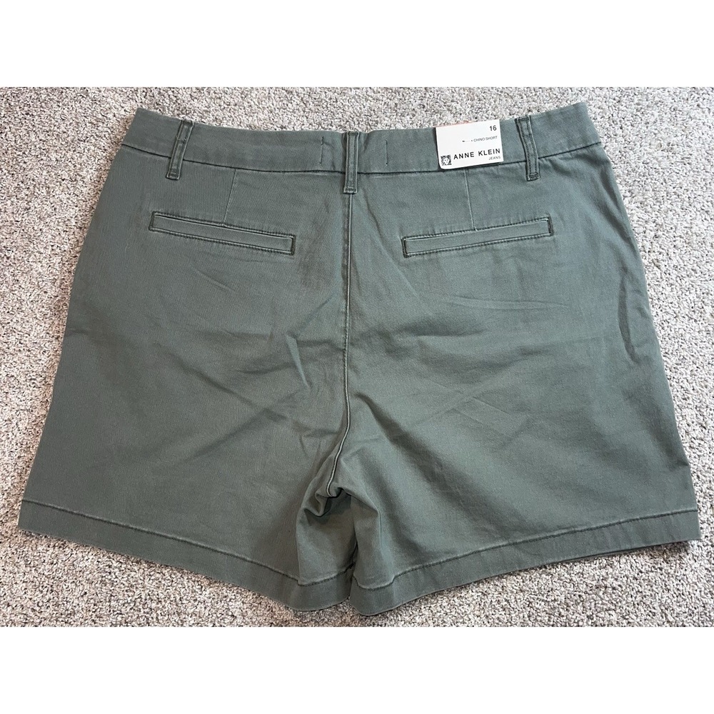 Anne Klein Chino Shorts 6" Inseam Women's Size 16 High Rise Olive Green